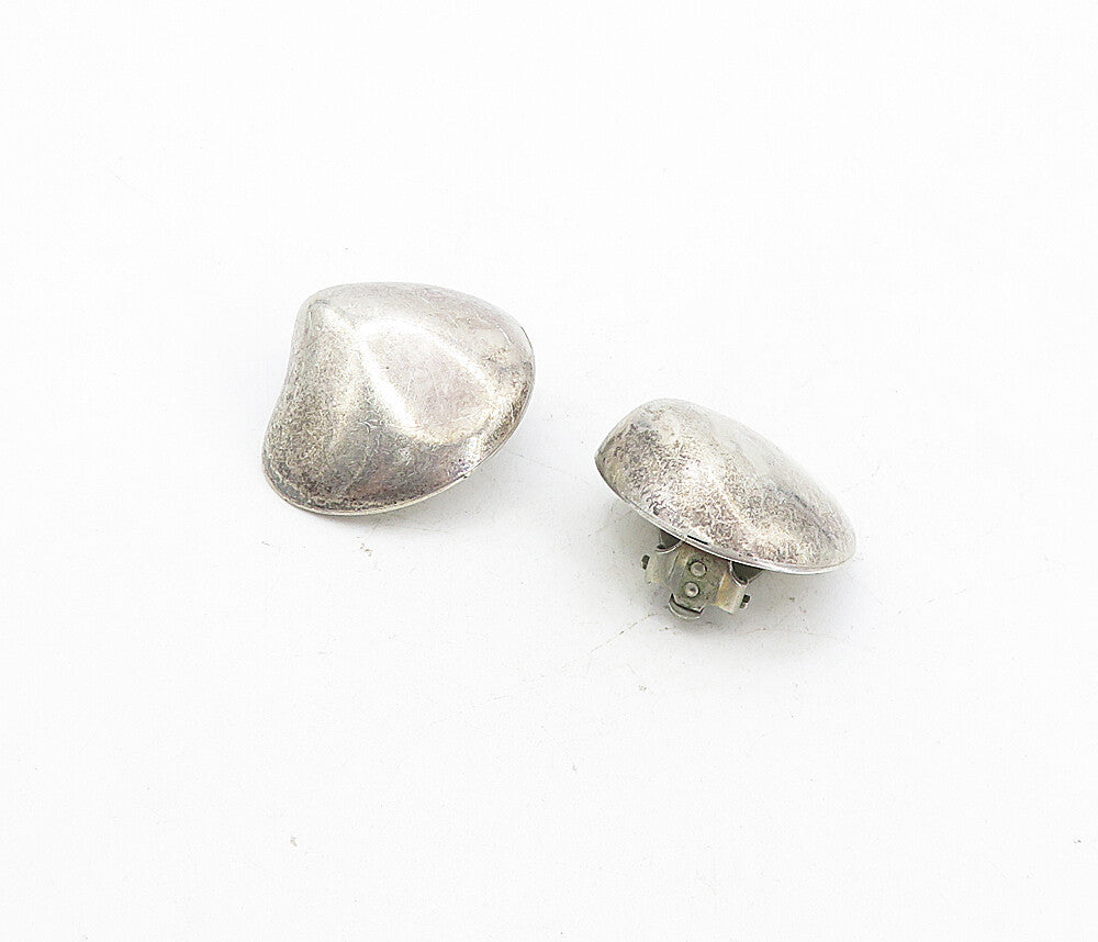 MEXICO 925 Sterling Silver  Vintage Smooth Hollow Non Pierce Earrings  EG4170