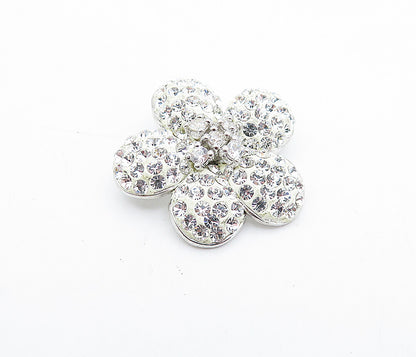 925 Sterling Silver  Sparkling Cubic Zirconia Shiny Flower Pendant  PT3050
