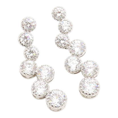 925 Sterling Silver Vintage Earrings Classic Round Cut CZ Tennis Drop  EG14328