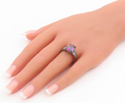 925 Sterling Silver Vintage Ring Mystic Topaz Statement Band  Sz 10  RG35444