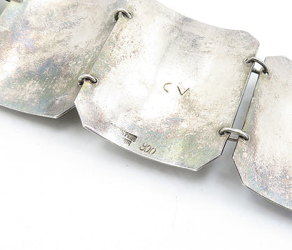 925 Sterling Silver  Vintage Antique Sculpted Faced Chain Bracelet  BT2079