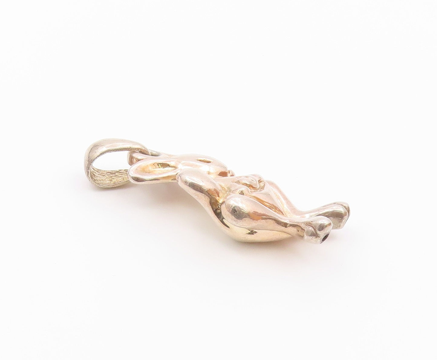 925 Sterling Silver  Vintage Shiny Hollow Kangaroo Animal Pendant  PT19790