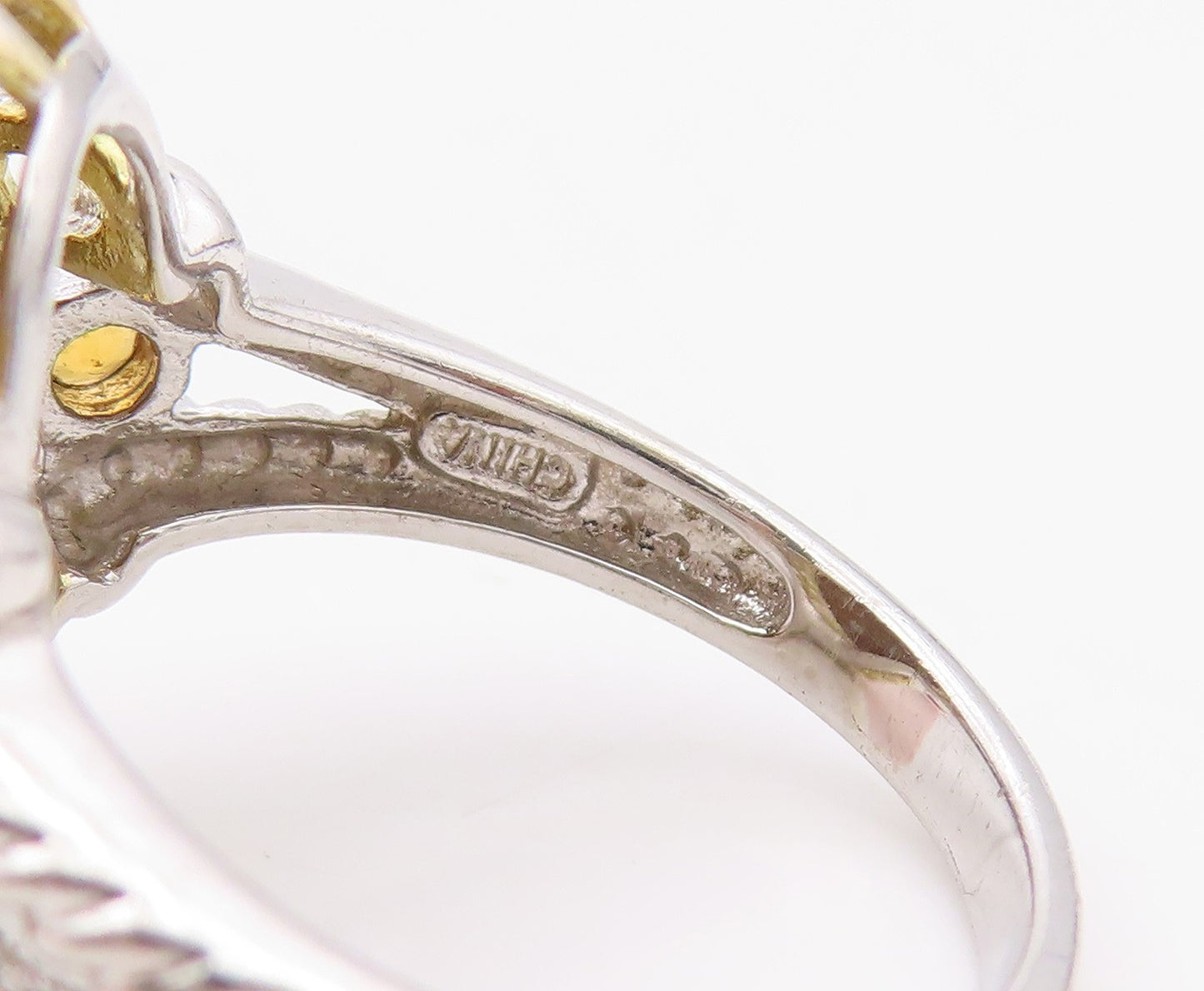 925 Sterling Silver Vintage Ring Faceted Tiger's Eye & Citrine  Sz 9  RG36361