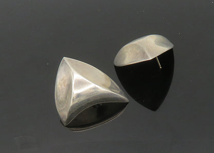925 Sterling Silver & 14K GOLD  Vintage Shiny Modernist Drop Earrings  EG10417
