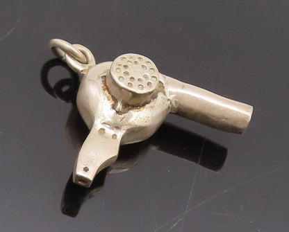925 Sterling Silver  Vintage Carved Hair Blow Dryer Charm Pendant  PT22337