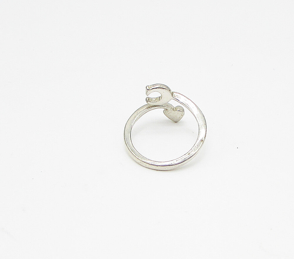 925 Silver  Cubic Zirconia C Initial Love Bypass Band Ring Sz 6.5  RG3128