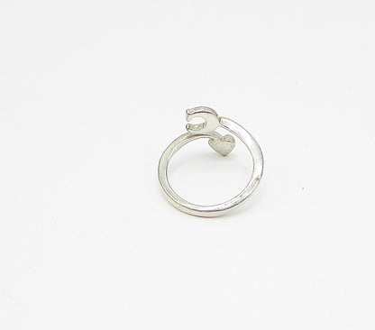 925 Silver  Cubic Zirconia C Initial Love Bypass Band Ring Sz 6.5  RG3128