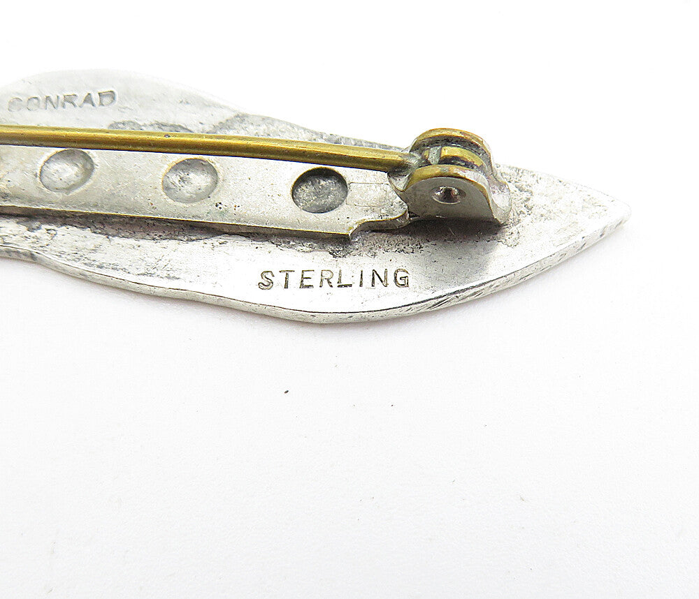 CONRAD 925 Sterling Silver  Vintage Shiny Smooth Minimalist Brooch Pin  BP2054