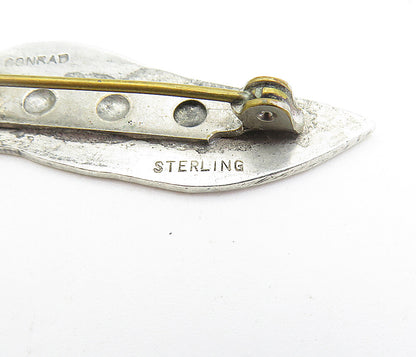 CONRAD 925 Sterling Silver  Vintage Shiny Smooth Minimalist Brooch Pin  BP2054