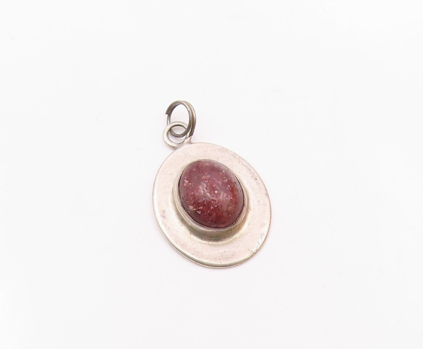 MEXICO 925 Sterling Silver  Vintage Cabochon Goldstone Oval Pendant  PT7860
