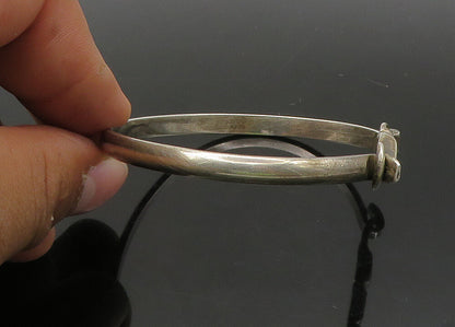 MEXICO 925 Sterling Silver  Vintage Red Jasper Hook Bangle Bracelet  BT8695