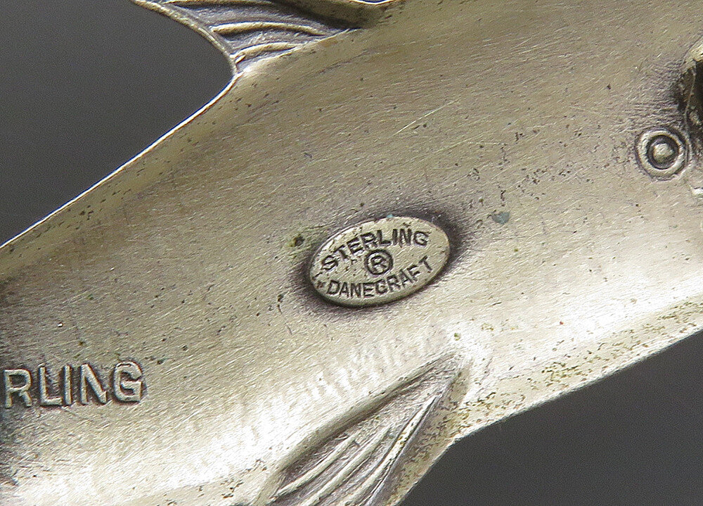 DANECRAFT 925 Sterling Silver  Vintage Whale Motif Brooch Pin  BP8846