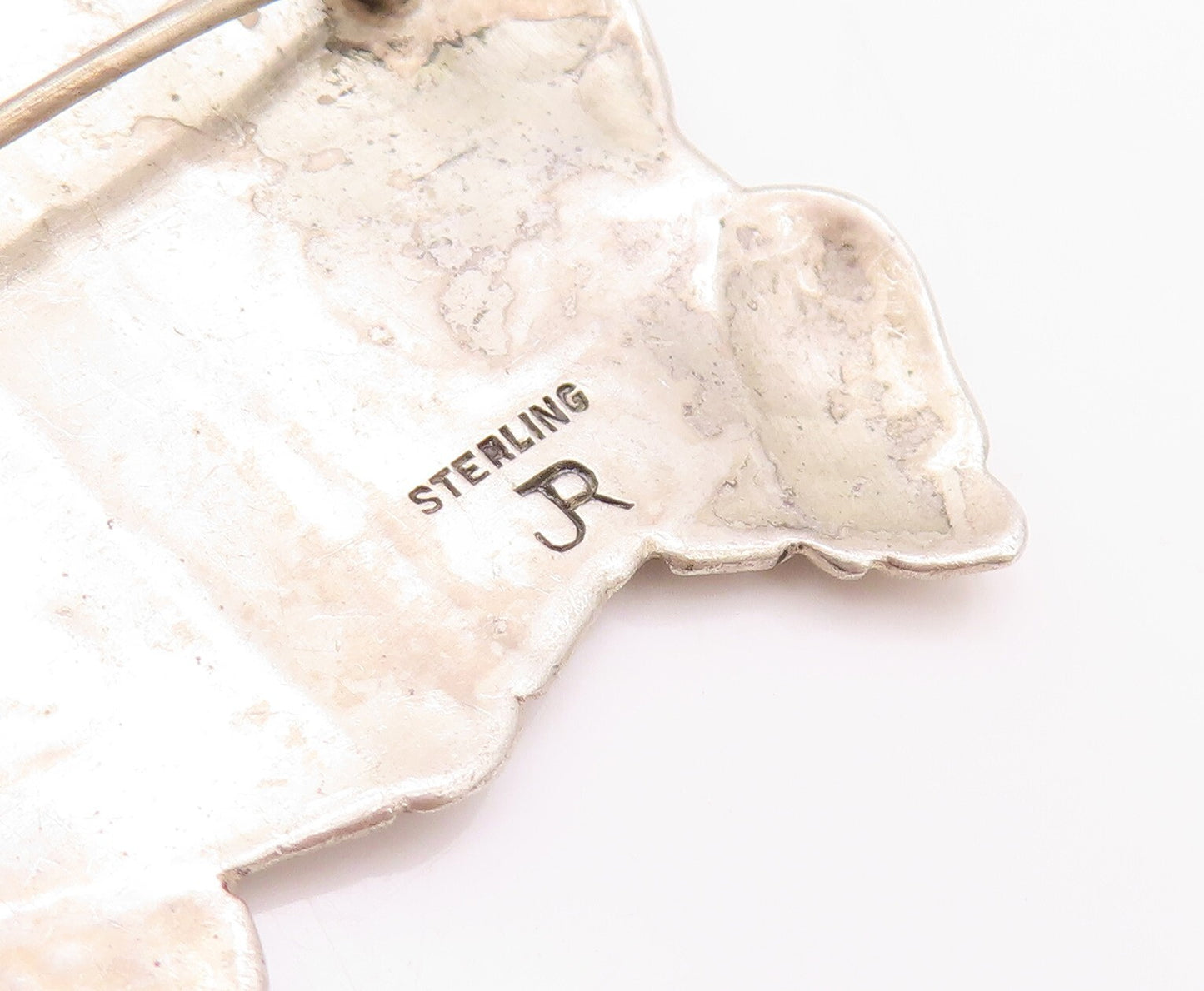 925 Sterling Silver Vintage Brooch Pin Reading B S Initials Etched Book  BP11185