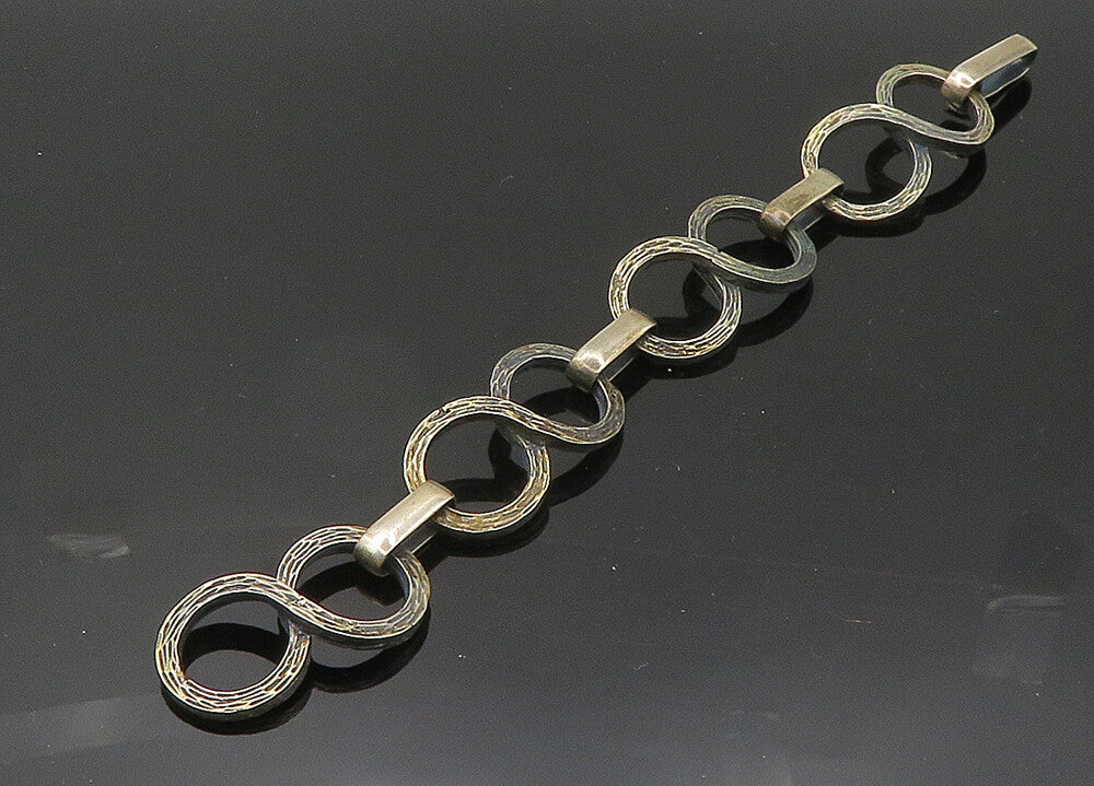 DESIGNER 925 Silver  Vintage Dark Tone Infinity Link Chain Bracelet  BT8226