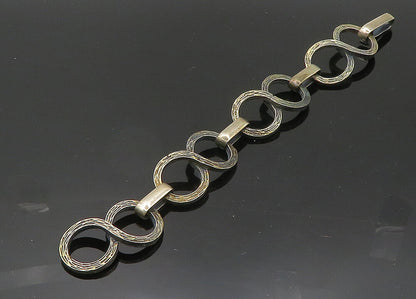 DESIGNER 925 Silver  Vintage Dark Tone Infinity Link Chain Bracelet  BT8226