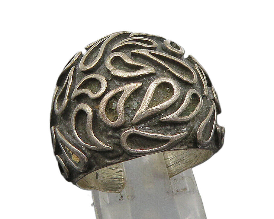 925 Sterling Silver Vintage Scattered Teardrop Pattern Dome Ring Sz 10 RG24425