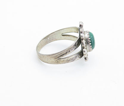 NAVAJO 925 Sterling Silver  Vintage Malachite Cocktail Ring Sz 4.5  RG6652
