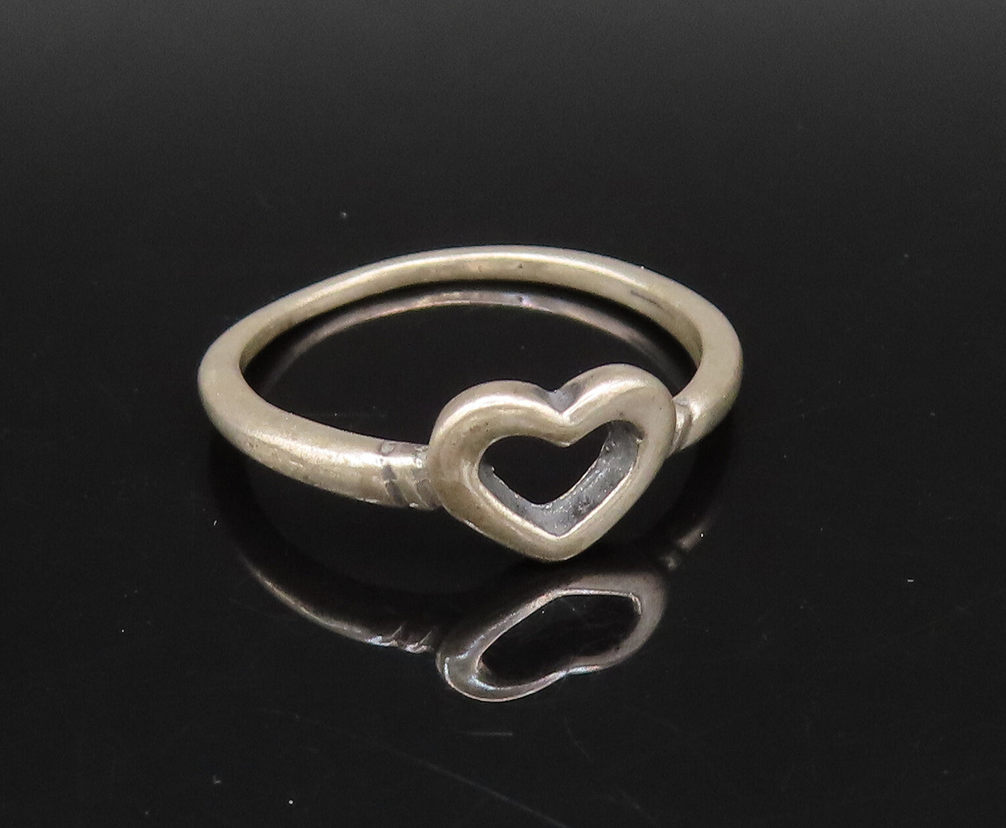 925 Silver  Vintage Minimalist Dainty Open Love Heart Ring Sz 6.25  RG26074