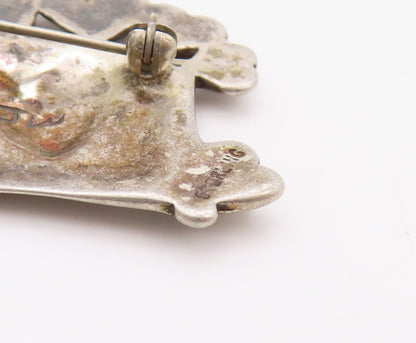 925 Sterling Silver Vintage Brooch Designer Dark Tone Heart Love Box   BP11585