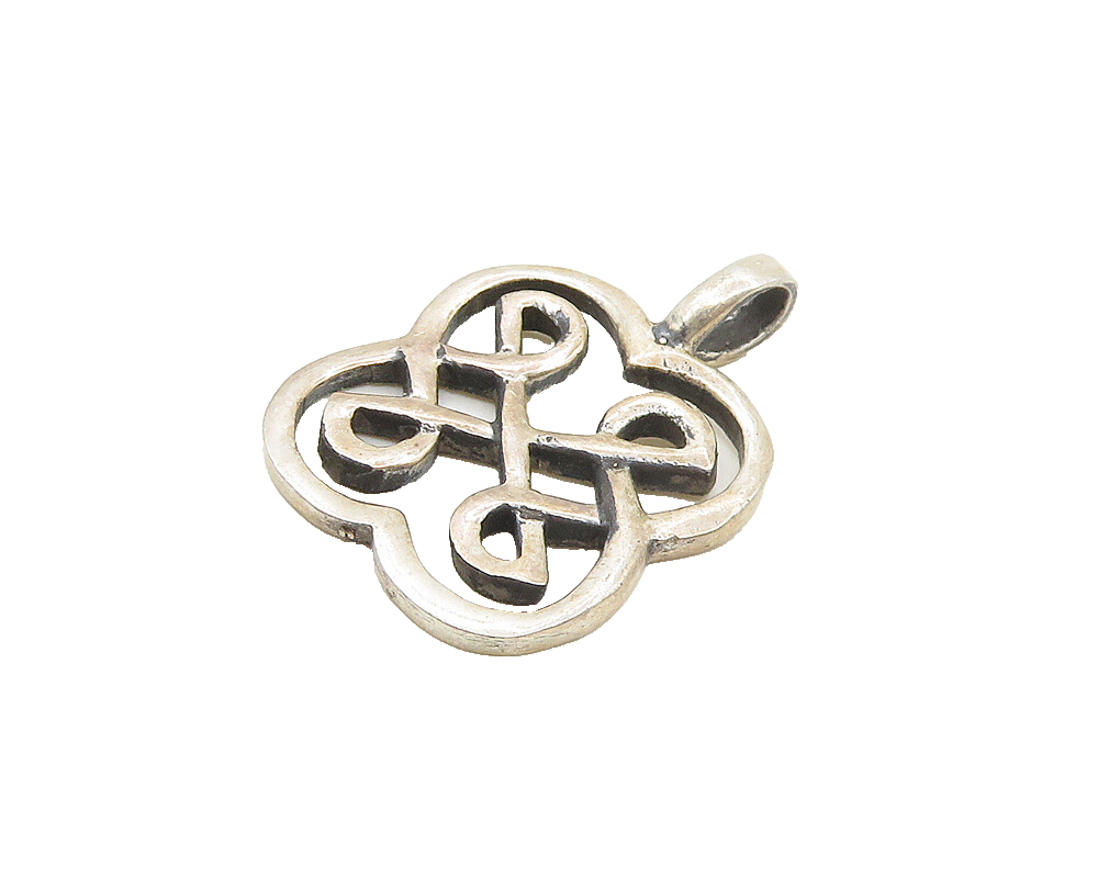 925 Sterling Silver  Vintage Shiny Open Celtic Knot Design Pendant  PT13850