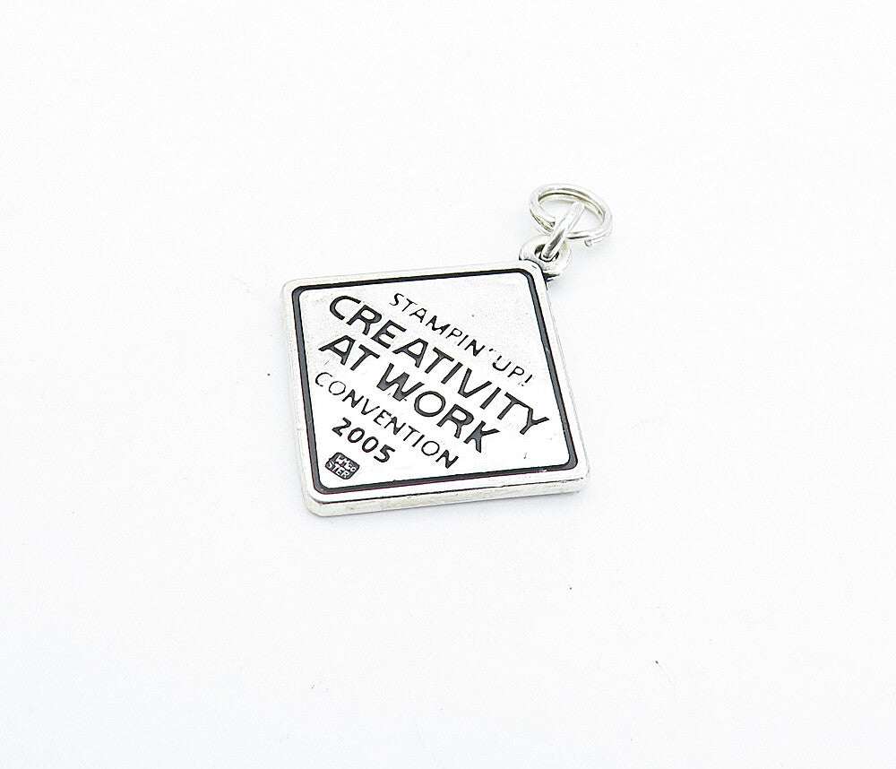 925 Sterling Silver  Stampin' Up Convention 2005 Oxidized Drop Pendant  PT4034