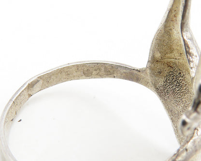 925 Sterling Silver  Vintage Shiny Swordfish Motif Band Ring Sz 8.5  RG17894