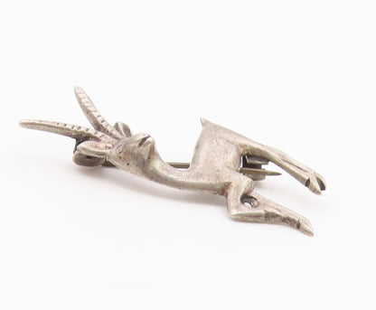 925 Sterling Silver Vintage Antique Forest Deer With Foot Up Brooch Pin BP9760