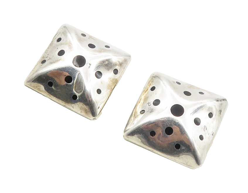 MEXICO 925 Sterling Silver  Vintage Black Onyx Non Pierce Earrings  EG5072