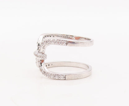 925 Sterling Silver Vintage Ring Designer Cutout CZ Inlay  Sz 7.5  RG29900