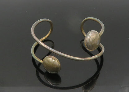 925 Sterling Silver  Vintage Dark Tone Hollow Ends Cuff Bracelet   BT8590