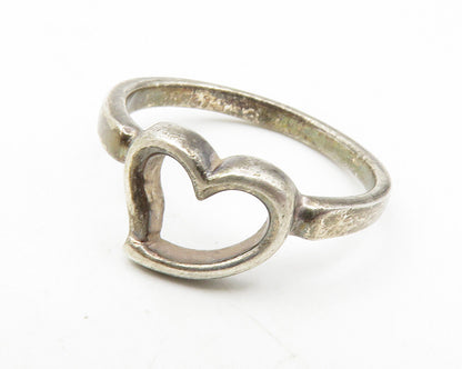 925 Sterling Silver  Vintage Petite Open Love Heart Band Ring Sz 6.5  RG12643