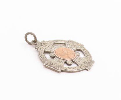 925 Sterling Silver Vintage Pendant ENGLAND 1929 Antique Tennis Cross  PT24855