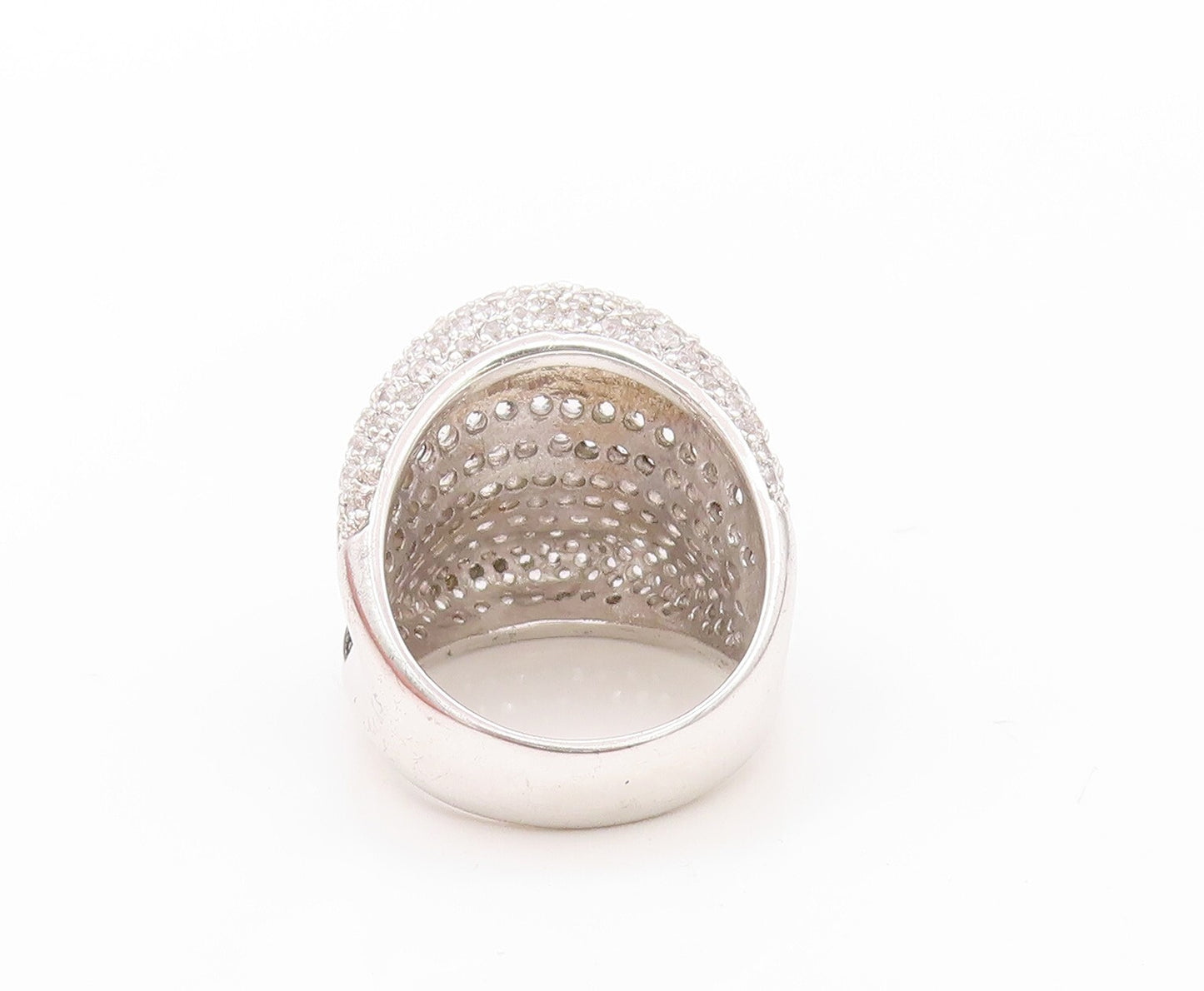 925 Sterling Silver Vintage Ring Designer Large CZ Inlay  Sz 8  RG30769