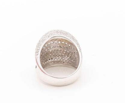 925 Sterling Silver Vintage Ring Designer Large CZ Inlay  Sz 8  RG30769