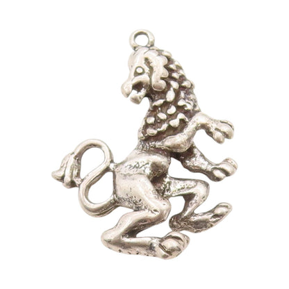 925 Sterling Silver Vintage Pendant Majestic Regal Lion Leo Zodiac Charm PT24815