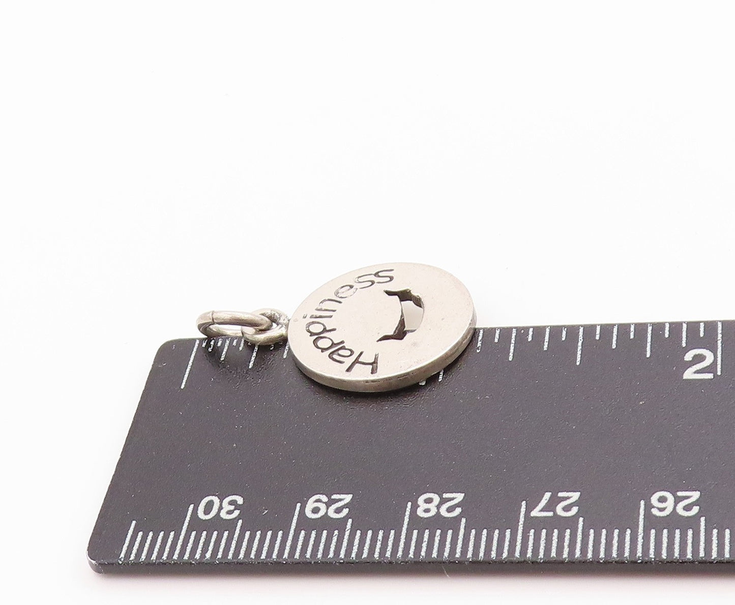 925 Sterling Silver Vintage Pendant Happiness Charm with Cut Out Smiley  PT24888