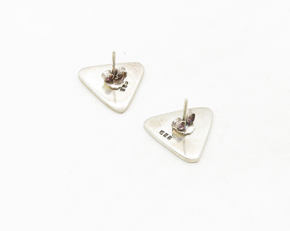 MEXICO 925 Silver  Vintage Oxidized Triangle Spiral Stud Earrings  EG9114