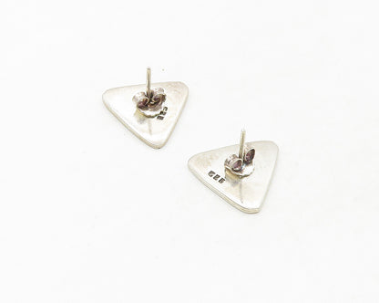 MEXICO 925 Silver  Vintage Oxidized Triangle Spiral Stud Earrings  EG9114