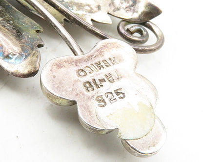 MEXICO 925 Sterling Silver  Vintage Grape Bunch Floral Leaf Brooch Pin  BP3656