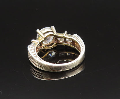 925 Silver  Vintage Multi Cubic Zirconia Etched Shank Ring Sz 6  RG25630