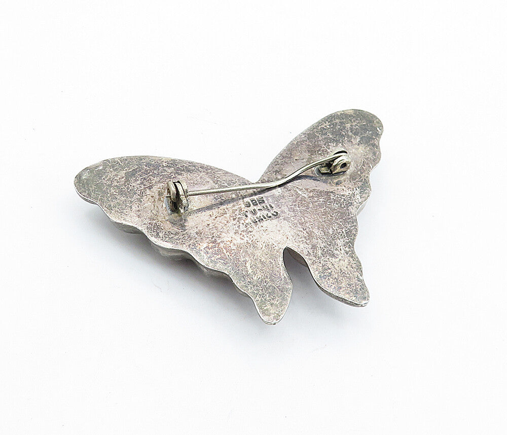 MEXICO 925 Sterling Silver  Vintage Dark Tone Butterfly Brooch Pin  BP2623