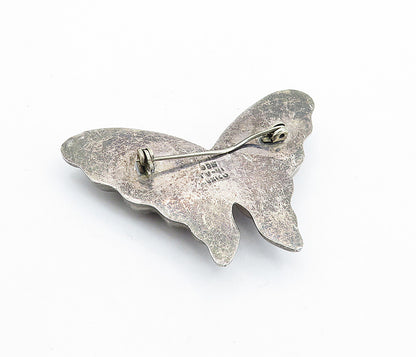 MEXICO 925 Sterling Silver  Vintage Dark Tone Butterfly Brooch Pin  BP2623