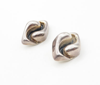 MEXICO 925 Sterling Silver  Vintage Hollow Swirl Non Pierce Earrings  EG3954