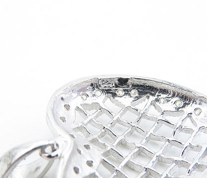 925 Sterling Silver  Sparkling Topaz Basket Weave Love Heart Pendant  PT5343