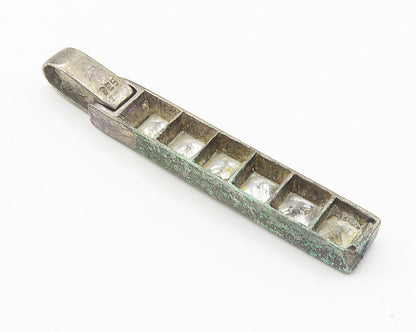 925 Sterling Silver  Vintage Cubic Zirconia Vertical Bar Drop Pendant  PT8288
