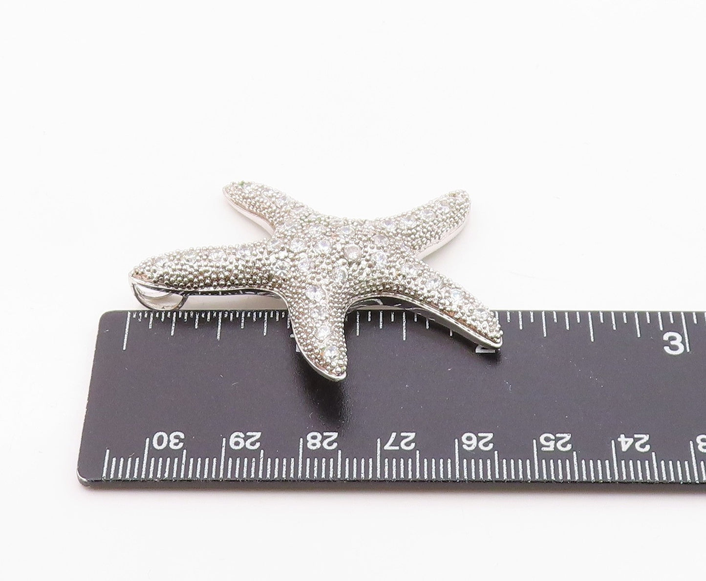 925 Sterling Silver  Vintage Cubic Zirconia Encrusted Starfish Pendant PT18062