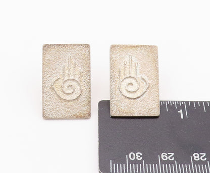 925 Sterling Silver Vintage Earrings Stylized Hands With Spiral Motif  EG13513