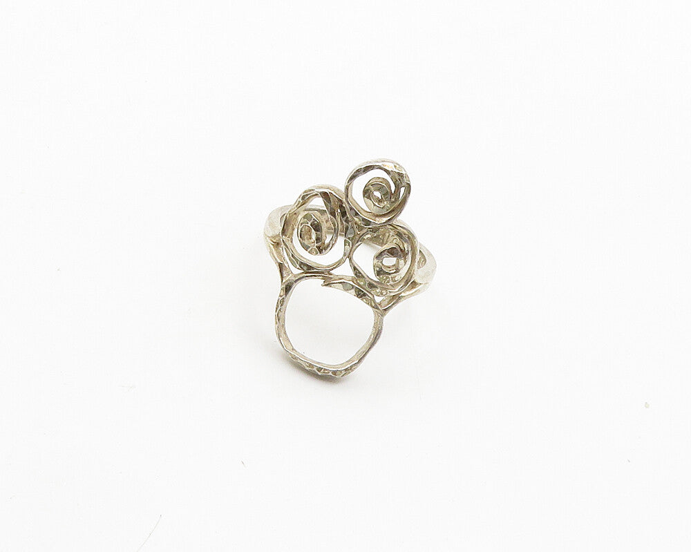 925 Sterling Silver  Vintage Shiny Diamond Cut Spiral Band Ring Sz 8  RG19359
