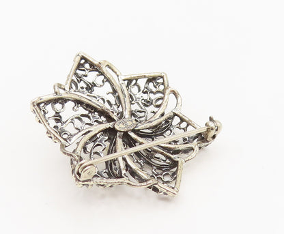 DANECRAFT 925 Silver  Vintage Openwork Flower Pinwheel Brooch Pin  BP10121