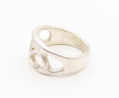 925 Sterling Silver Vintage Ring Chunky Geometric Cutout Band  Sz 7.5  RG36775